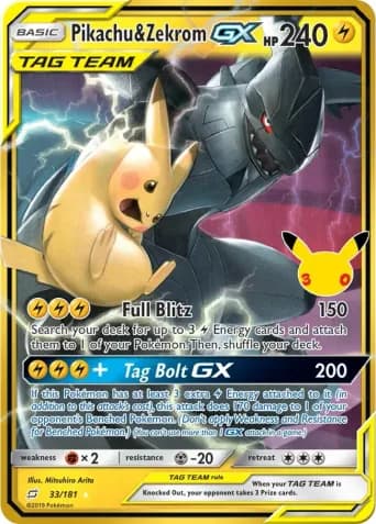 Pikachu & Zekrom GX Pokémon card #33