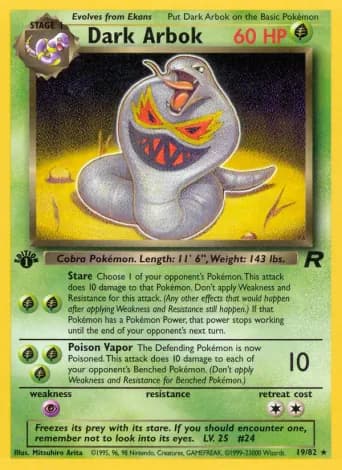 Dark Arbok Pokémon card #19