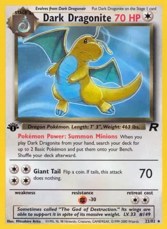 Dark Dragonite Pokémon card #22