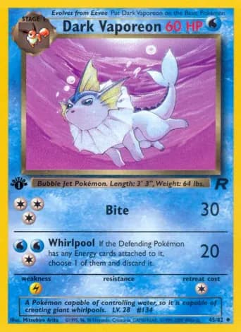 Dark Vaporeon Pokémon card #45