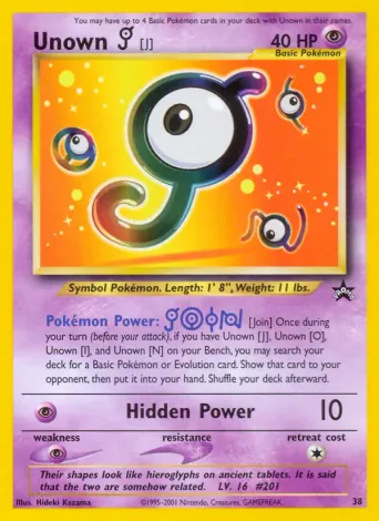 Unown [J] Pokémon card #38