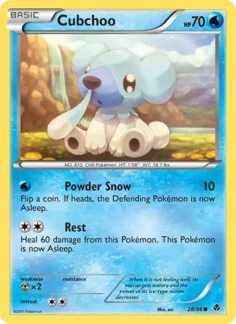 Cubchoo Pokémon card #28