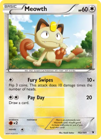 Meowth Pokémon card #102