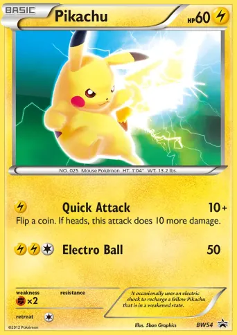 Pikachu Pokémon card #BW54