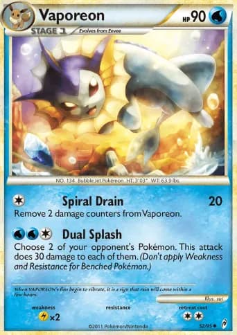 Vaporeon Pokémon card #52