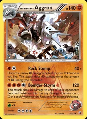 Team Magma's Aggron Pokémon card #14