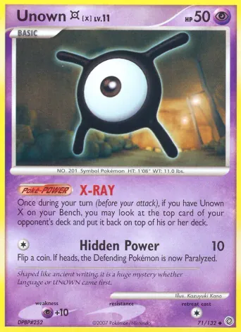 Unown X Pokémon card #71