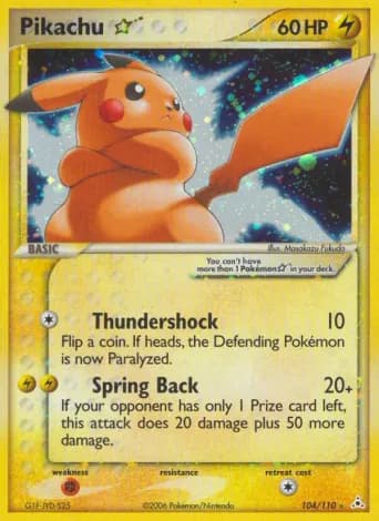 Pikachu Star Pokémon card #104