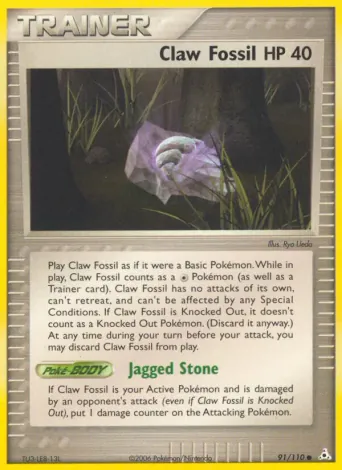 Claw Fossil Pokémon card #91