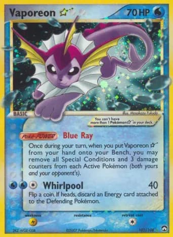 Vaporeon Star Pokémon card #102