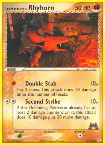 Team Magma's Rhyhorn Pokémon card #67