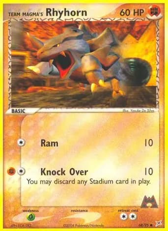 Team Magma's Rhyhorn Pokémon card #68