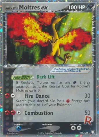 Rocket's Moltres ex Pokémon card #100