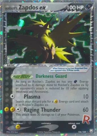 Rocket's Zapdos ex Pokémon card #106