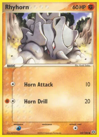 Rhyhorn Pokémon card #62