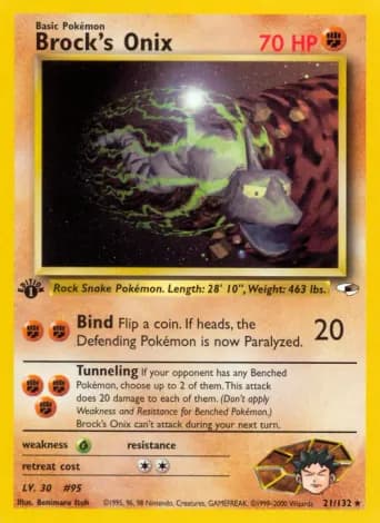 Brock's Onix Pokémon card #21