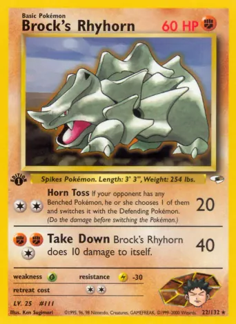 Brock's Rhyhorn Pokémon card #22