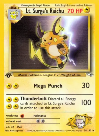 Lt. Surge's Raichu Pokémon card #28