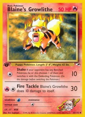 Blaine's Growlithe Pokémon card #35