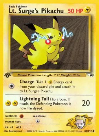 Lt. Surge's Pikachu Pokémon card #81