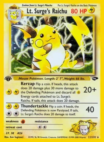 Lt. Surge's Raichu Pokémon card #11