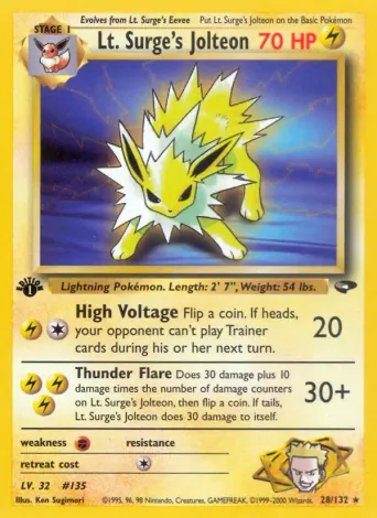 Lt. Surge's Jolteon Pokémon card #28