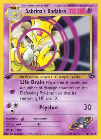 Sabrina's Kadabra Pokémon card #58