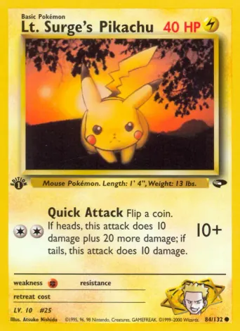 Lt. Surge's Pikachu Pokémon card #84
