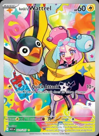Iono's Wattrel Pokémon card #231