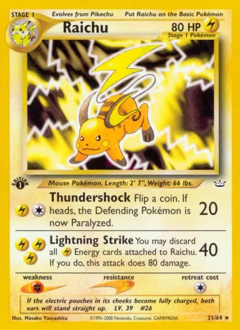 Raichu Pokémon card #21