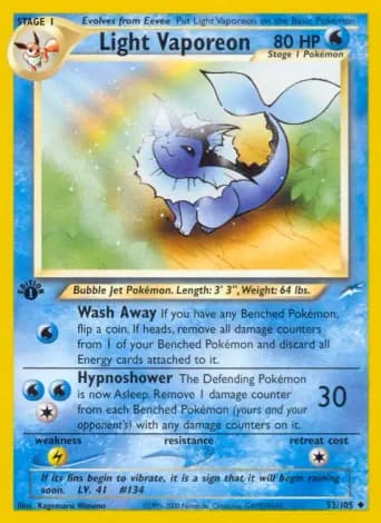 Light Vaporeon Pokémon card #52
