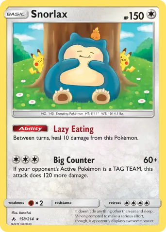 Snorlax Pokémon card #158
