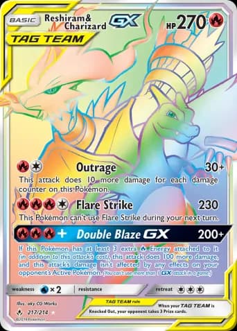 Reshiram & Charizard GX Pokémon card #217