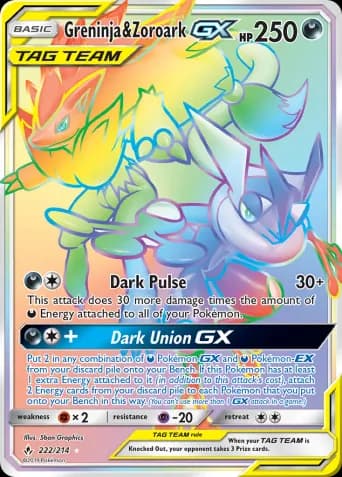 Greninja & Zoroark GX Pokémon card #222