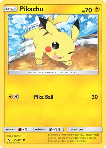 Pikachu Pokémon card #54