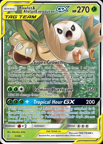 Rowlet & Alolan Exeggutor GX Pokémon card #1