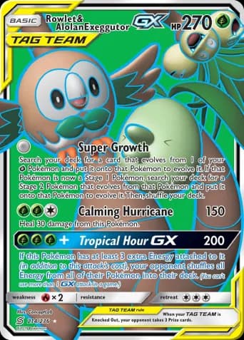 Rowlet & Alolan Exeggutor GX Pokémon card #214