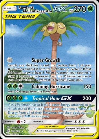 Rowlet & Alolan Exeggutor GX Pokémon card #215