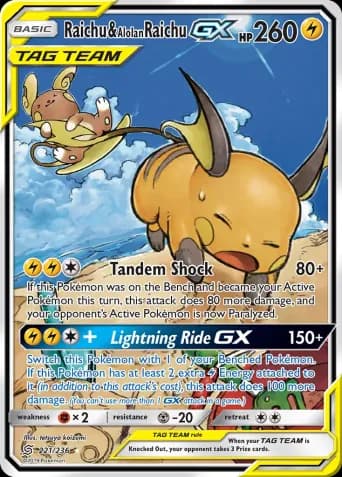 Raichu & Alolan Raichu GX Pokémon card #221