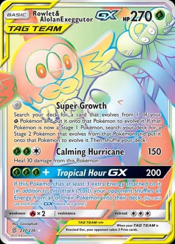 Rowlet & Alolan Exeggutor GX Pokémon card #237