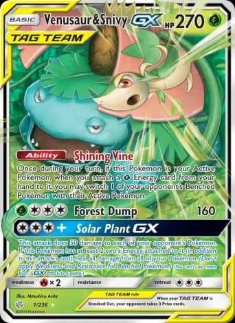 Venusaur & Snivy GX Pokémon card #1
