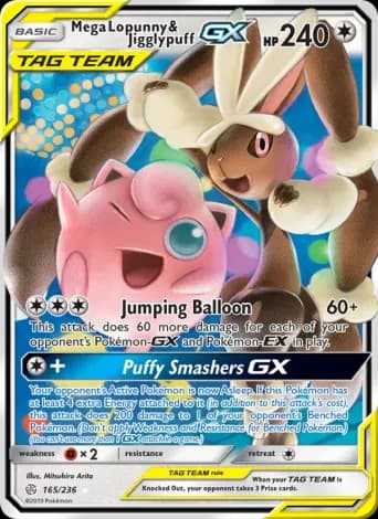 Mega Lopunny & Jigglypuff GX Pokémon card #165