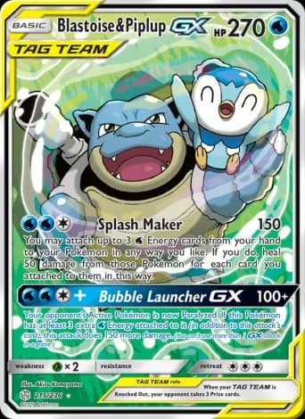 Blastoise & Piplup GX Pokémon card #215