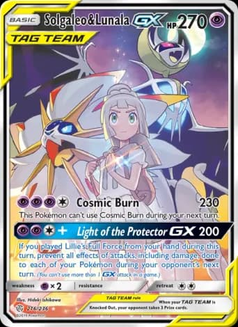 Solgaleo & Lunala GX Pokémon card #216