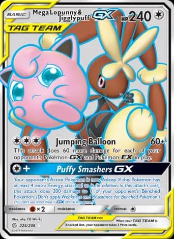 Mega Lopunny & Jigglypuff GX Pokémon card #225