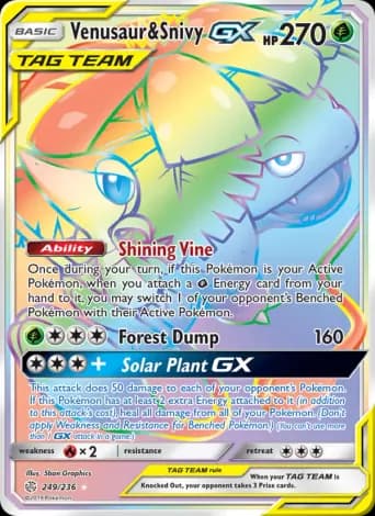 Venusaur & Snivy GX Pokémon card #249