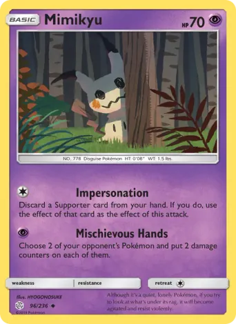 Mimikyu Pokémon card #96