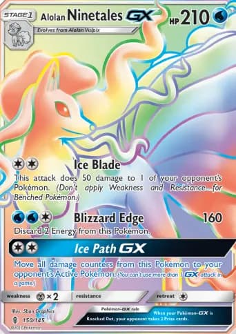 Alolan Ninetales GX Pokémon card #150