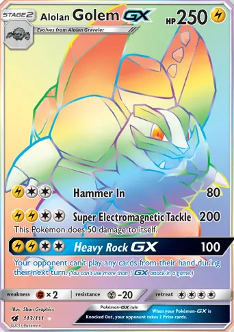 Alolan Golem GX Pokémon card #113