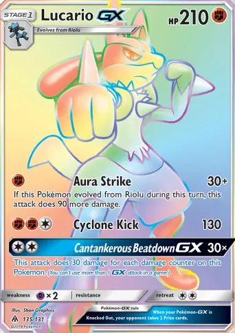 Lucario GX Pokémon card #135
